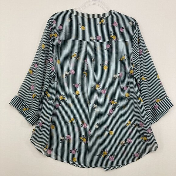 Torrid Harper size 2X Striped Floral Lurex Chiffon V Neck Button Popover Top - Picture 10 of 12